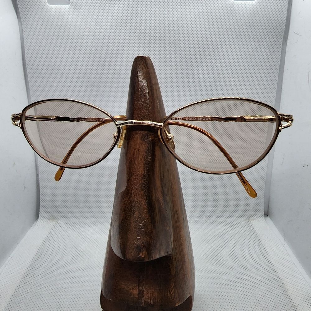 Diane Von Furstenberg Gold & Brown Prescription Glasses Frames